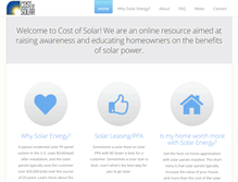 Tablet Screenshot of costofsolar.com